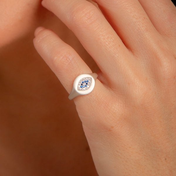 Anel Mindinho Olho Grego P925 Fosco