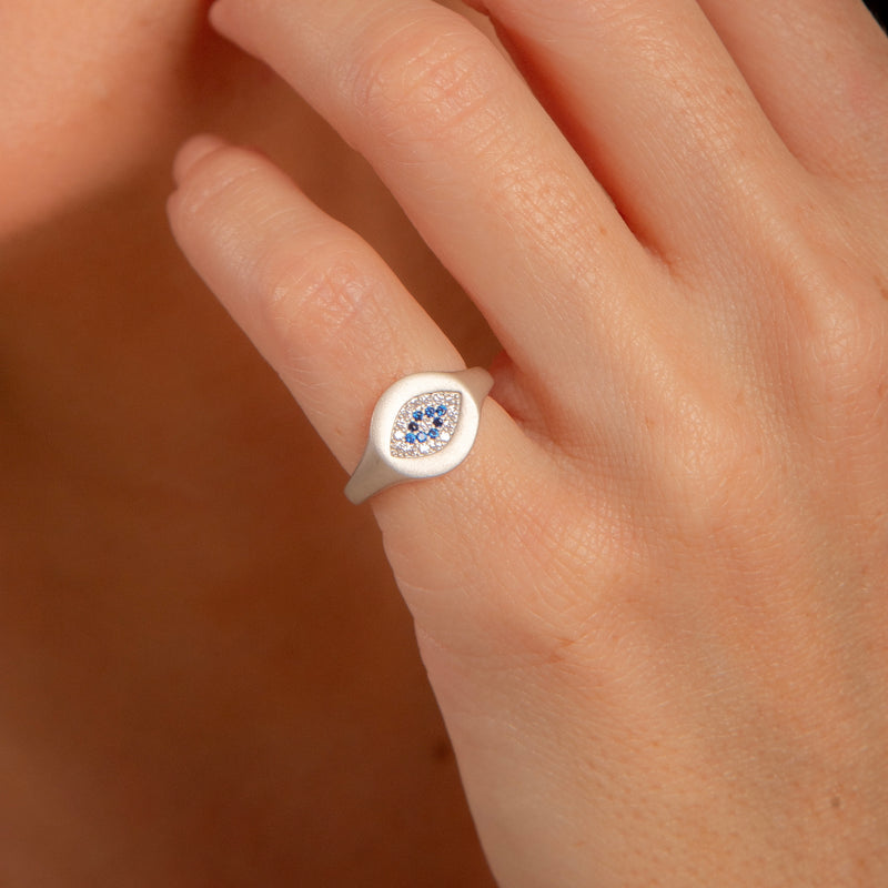 Anel Mindinho Olho Grego P925 Fosco