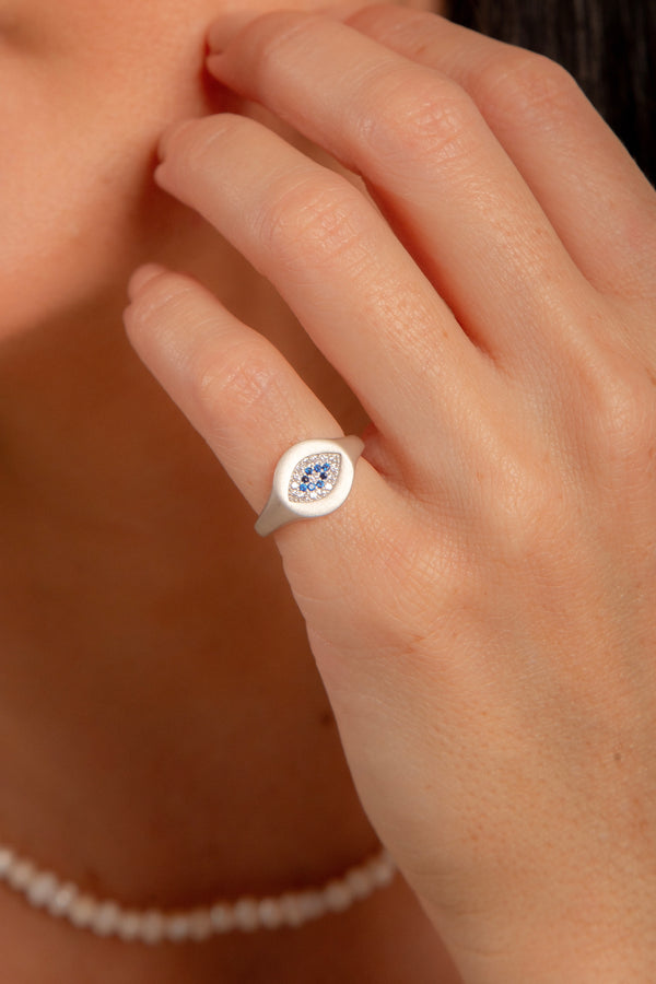 Anel Mindinho Olho Grego P925 Fosco