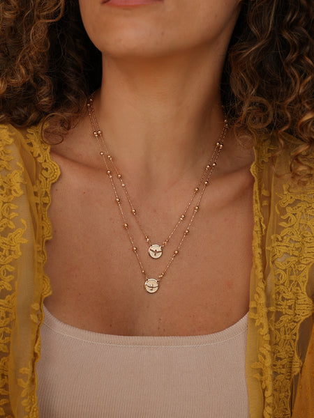 Colar Duplo Divino Espirito Santo Ouro Amarelo 18k