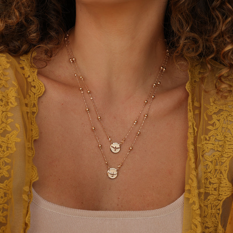 Colar Duplo Divino Espirito Dourado