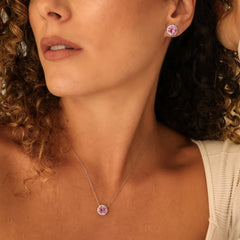 Colar Ponto de Luz Turmalina Pink 10MM Cravação P925