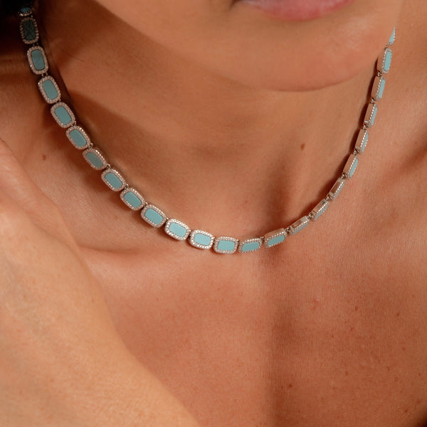 Colar Riviera Turquesa Luxo 42cm P925