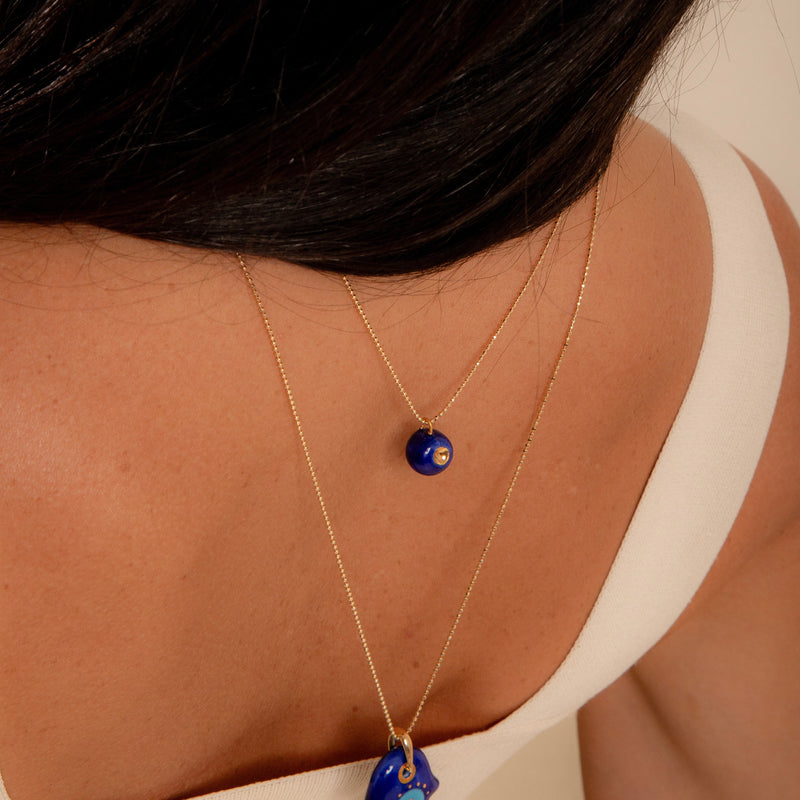 Colar Palma de Hamsa Porcelana P925 Longo