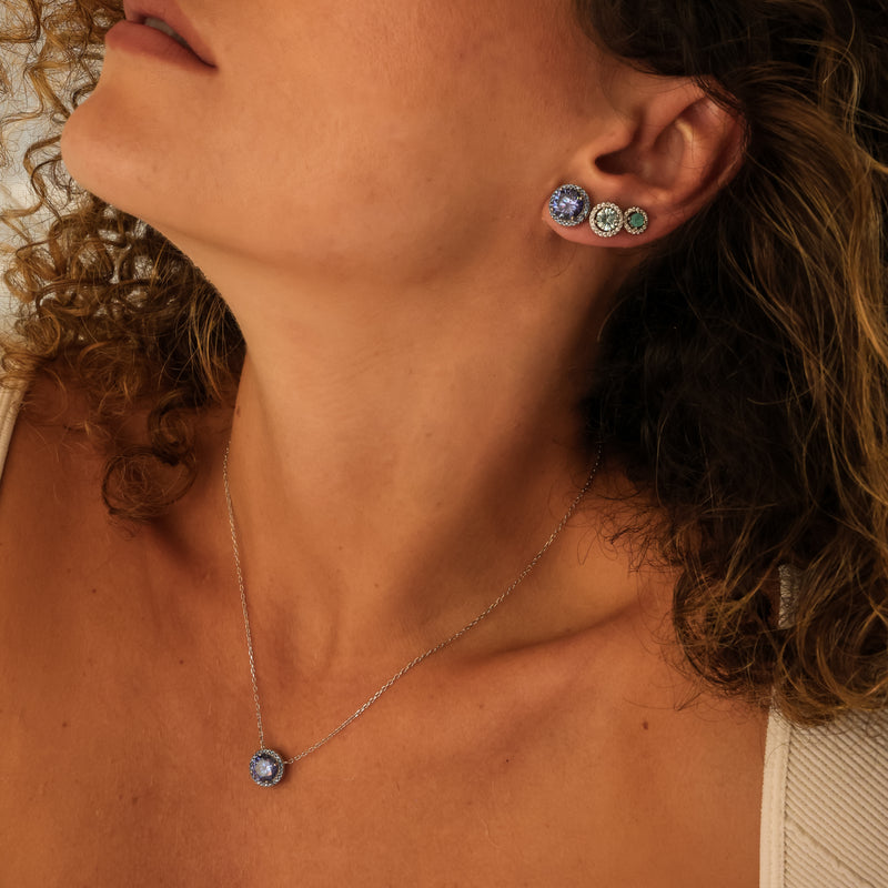 Colar Ponto de Luz Tanzanita 10MM Cravação P925