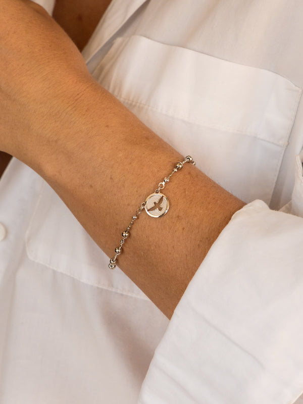 Pulseira Divino Espírito Santo Banhada a Ródio | Semijoia Religiosa