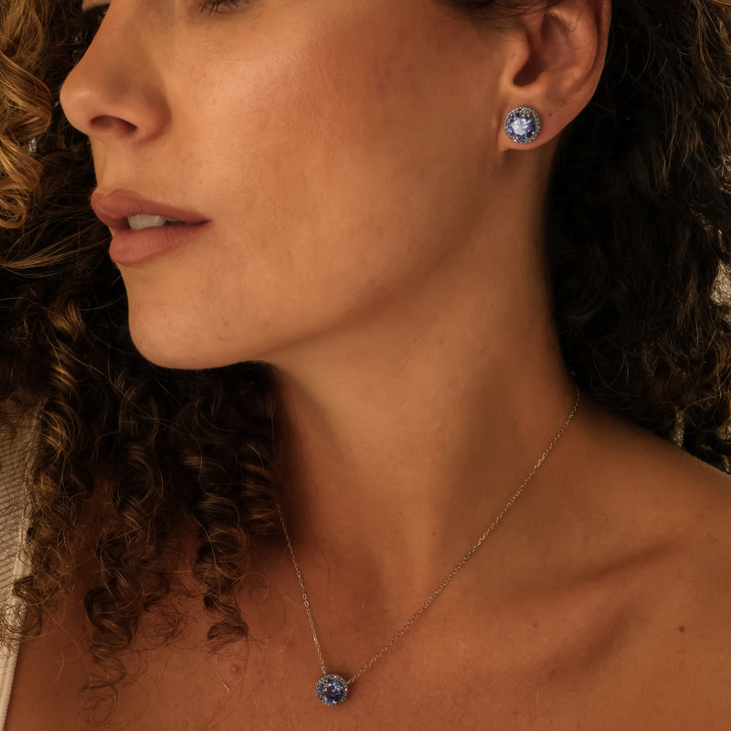 Colar Ponto de Luz Tanzanita 10MM Cravação P925