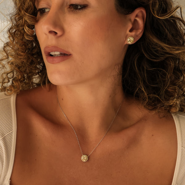 Colar Ponto de Luz Citrino 10MM Cravação P925