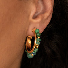 Brinco Argola Max Pedras Naturais Turquesa