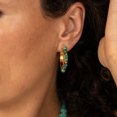 Brinco Argola Max Pedras Naturais Turquesa