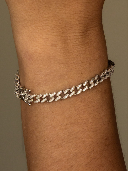 Pulseira Grumet Prata 925 Microcravejada Cristais Ródio