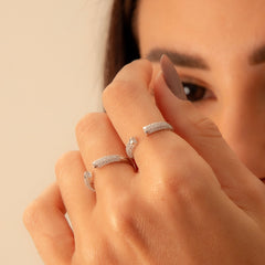 Anel Ajustável Meio Cravejado P925