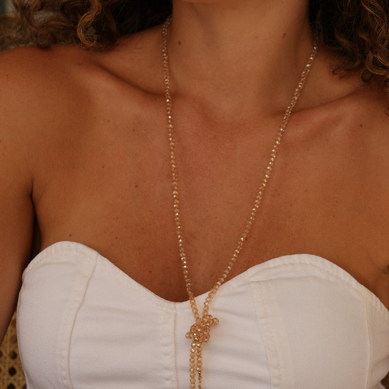 Colar Nó Cristal com Perola cultivada