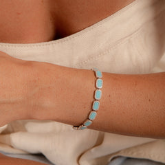 Pulseira Riviera Turquesa Luxo 17cm P925