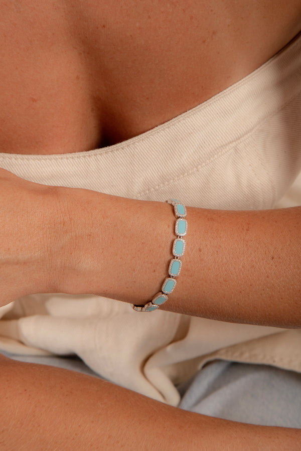 Pulseira Riviera Turquesa Luxo 17cm P925