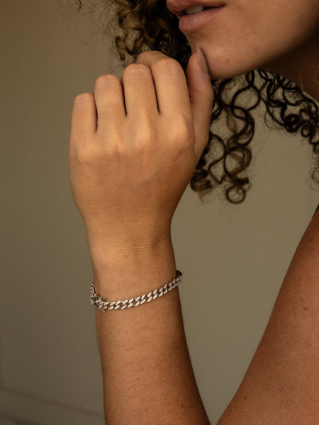 Pulseira Grumet Prata 925 Microcravejada Cristais Ródio