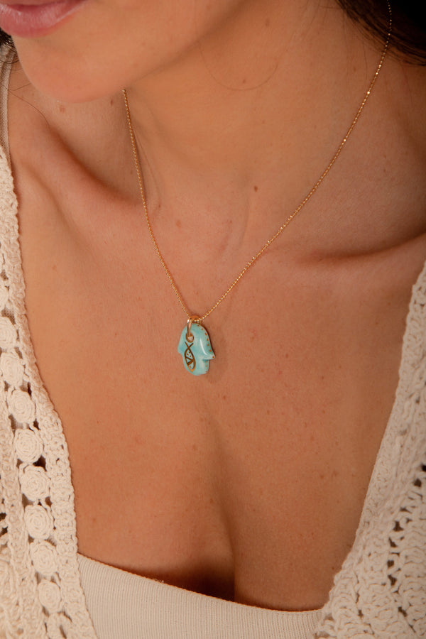 Colar Palma de Hamsa Porcelana P925