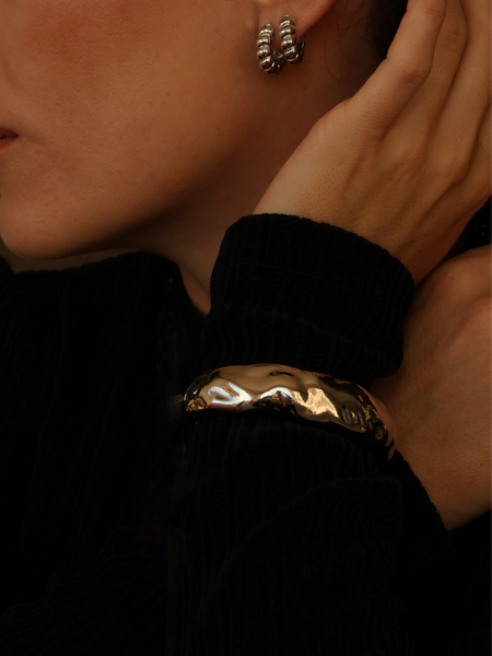 Bracelete Veneza Aberto Ajustável Banho Ródio Semijoia
