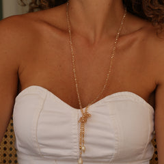 Colar Nó Cristal com Perola cultivada