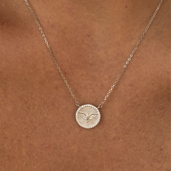 Colar Medalha Divino Espirito Santo P925 Médio
