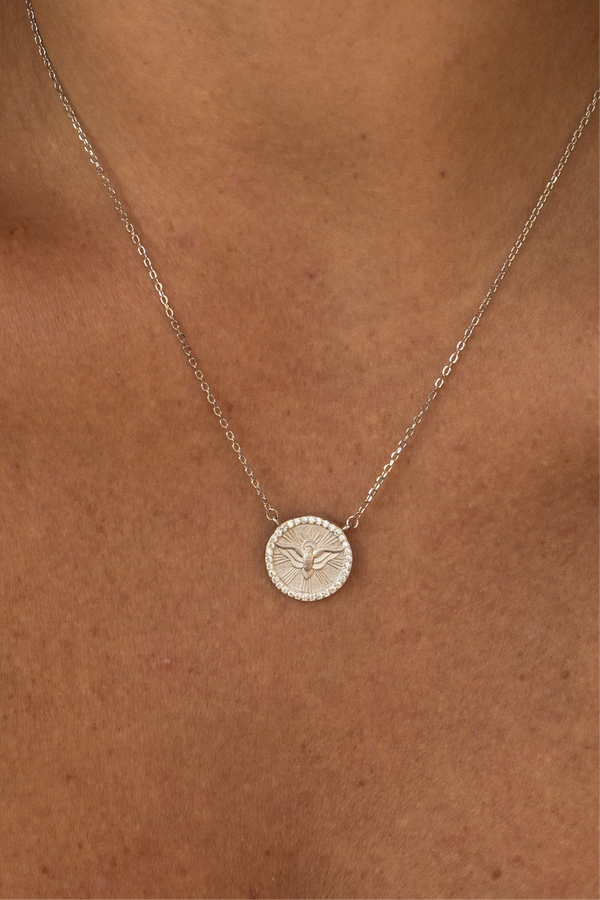 Colar Medalha Divino Espirito Santo P925 Médio