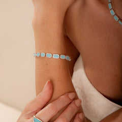 Pulseira Riviera Turquesa Luxo 17cm P925