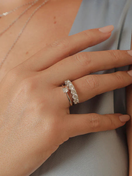 Anel Aparador Clássico Moissanite 1.8Ct/4.0mm Prata 925