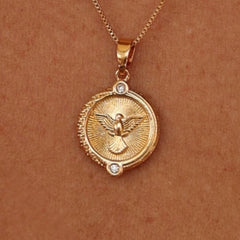 Colar Medalha Divino Espírito Santo Ouro Amarelo 18k