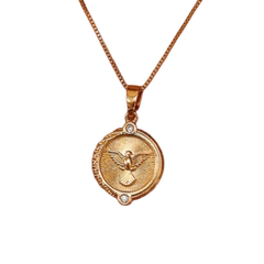 Colar Medalha Divino Espírito Santo Ouro Amarelo 18k