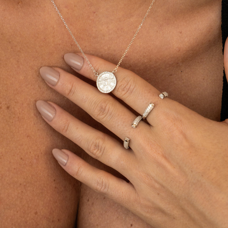 Anel Ajustável Meio Cravejado P925