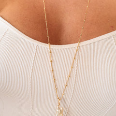 Colar Pérola Barroca Longo Banhado em Ouro Amarelo 18k