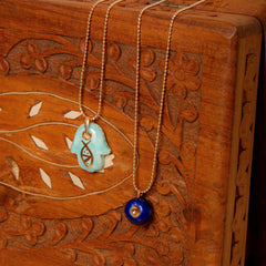 Colar Palma de Hamsa Porcelana P925