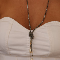 Colar Nó Cristal com Perola cultivada