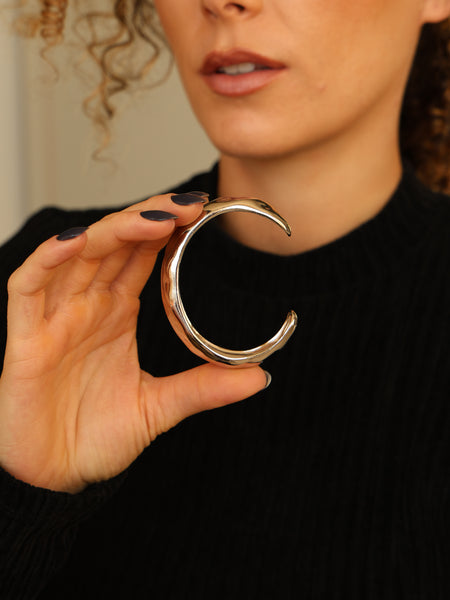 Bracelete Veneza Aberto Ajustável Banho Ródio Semijoia