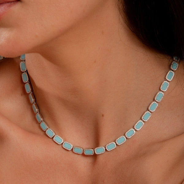 Colar Riviera Turquesa Luxo 42cm P925