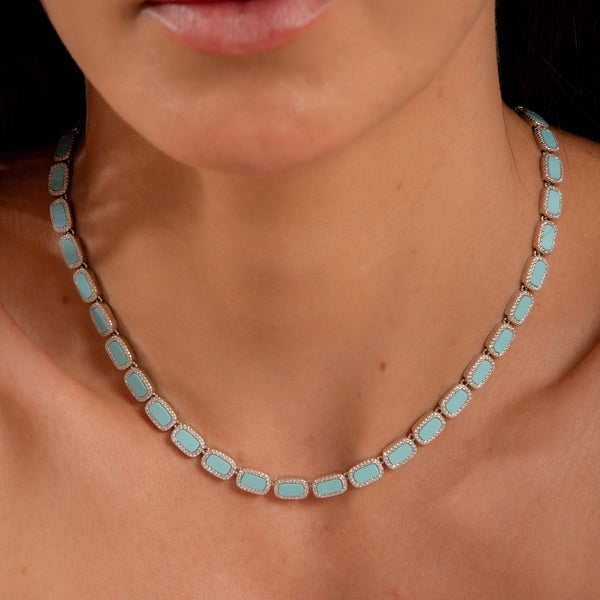 Colar Riviera Turquesa Luxo 42cm P925