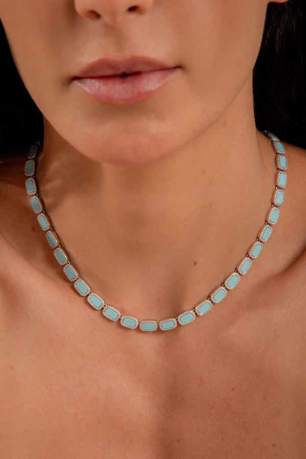 Colar Riviera Turquesa Luxo 42cm P925