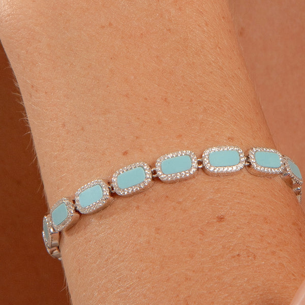 Pulseira Riviera Turquesa Luxo 17cm P925