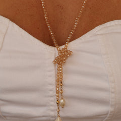 Colar Nó Cristal com Perola cultivada