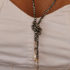 Colar Nó Cristal com Perola cultivada