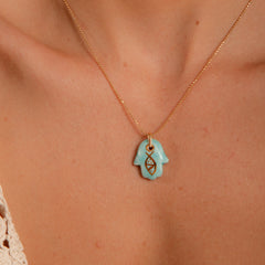 Colar Palma de Hamsa Porcelana P925