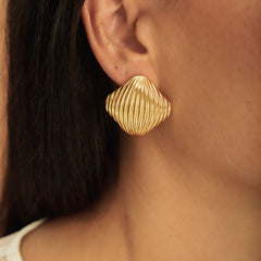Brinco Losango Frisado Ouro Amarelo 18k