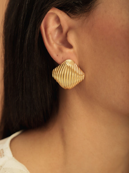 Brinco Losango Frisado Banhado Ouro 18k | Semijoia