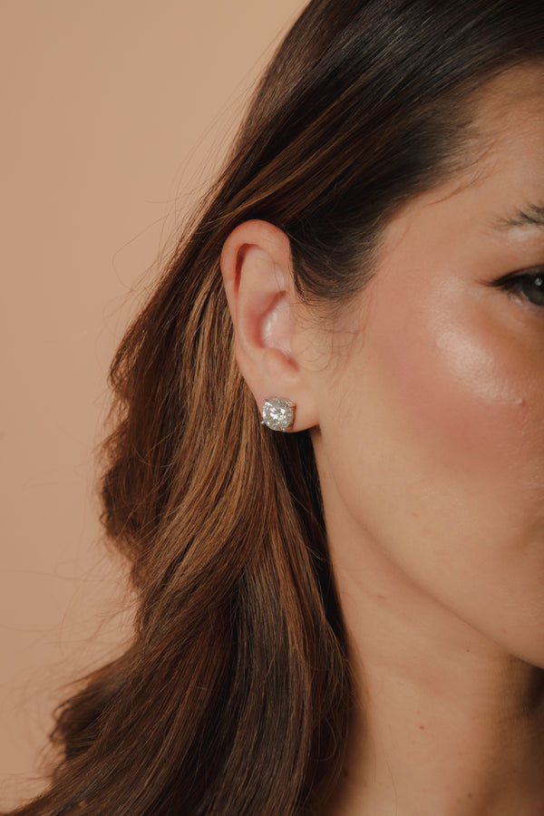 Brinco Ponto de Luz Moissanite 10mm 8,0ct Prata 925 Ródio