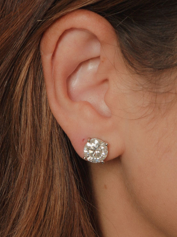 Brinco Ponto de Luz Moissanite 10mm 8,0ct Prata 925 Ródio