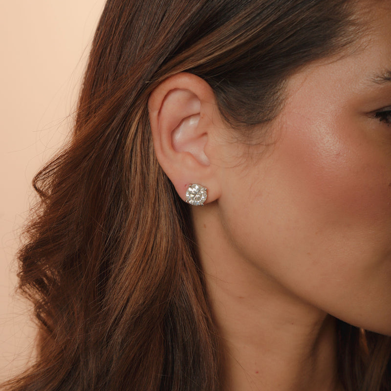 Brinco Ponto de Luz Moissanite 10mm 8,0ct Prata 925 Ródio