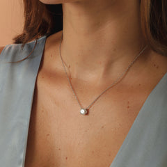 Colar Ponto de Luz Moissanite 8mm 2CT Prata 925 Ródio