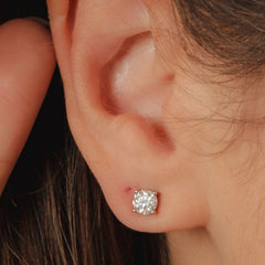 Brinco Ponto de Luz Moissanite 5mm 1.0ct Prata 925 Ródio Branco