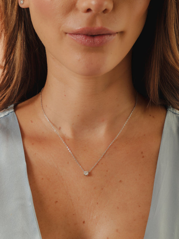 Colar Ponto de Luz Moissanite 5mm 0,56ct Prata 925 Ródio
