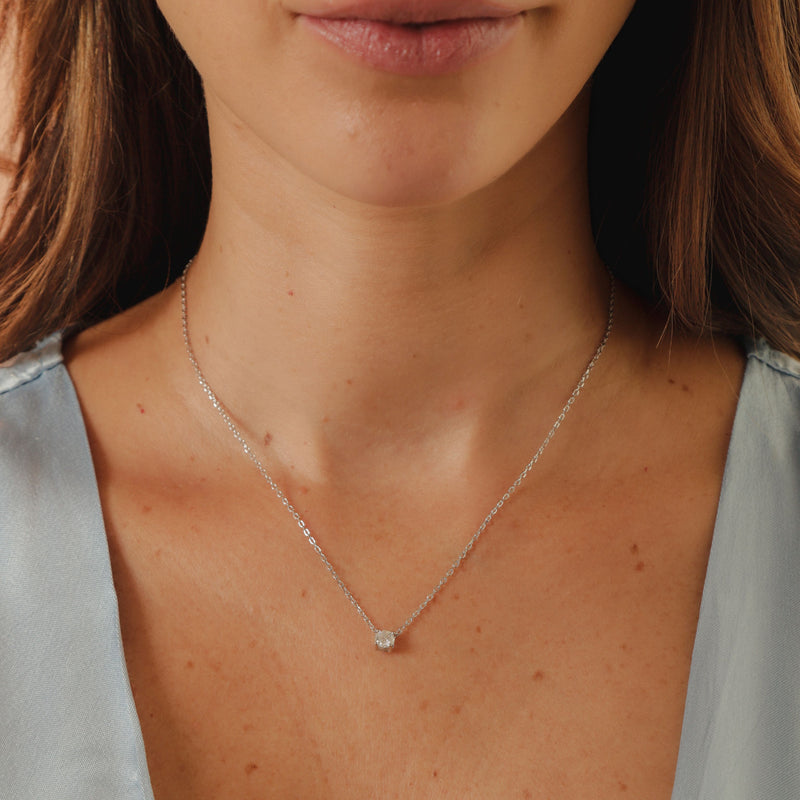 Colar Ponto de Luz Moissanite 5MM(0.56CT) P925